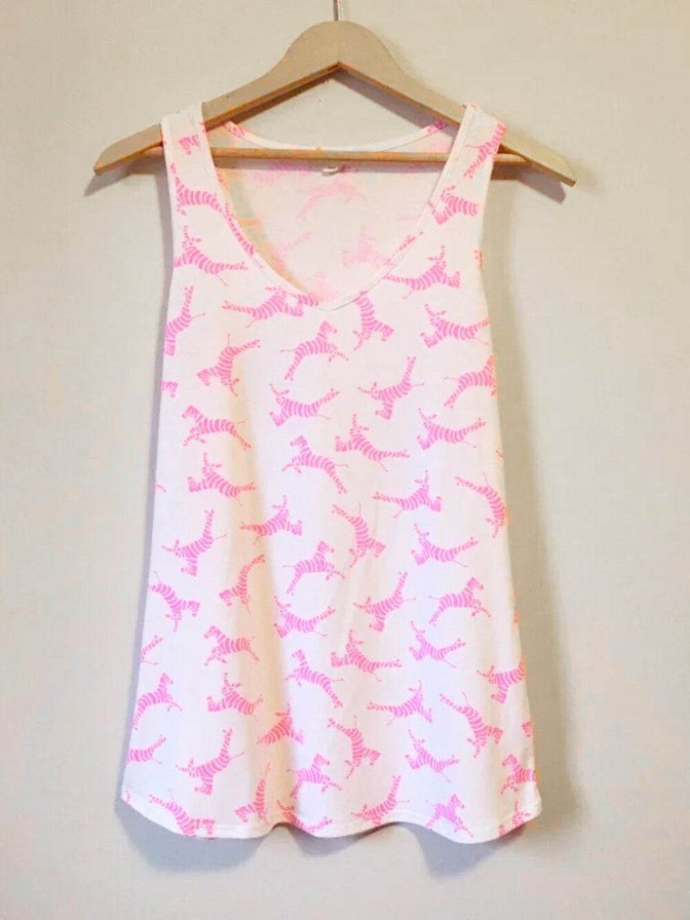 Warehouse One Neon Pink & White Zebra Print Tank Top Size M